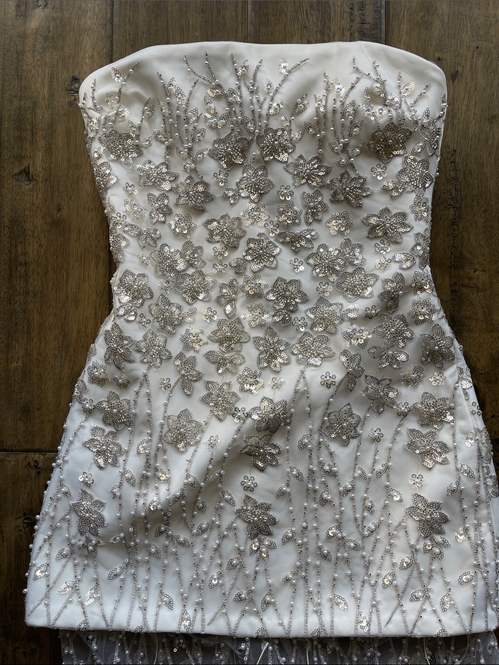 Delfi Collective Salma Bead & Feather Strapless Gown - Picture 7 of 13